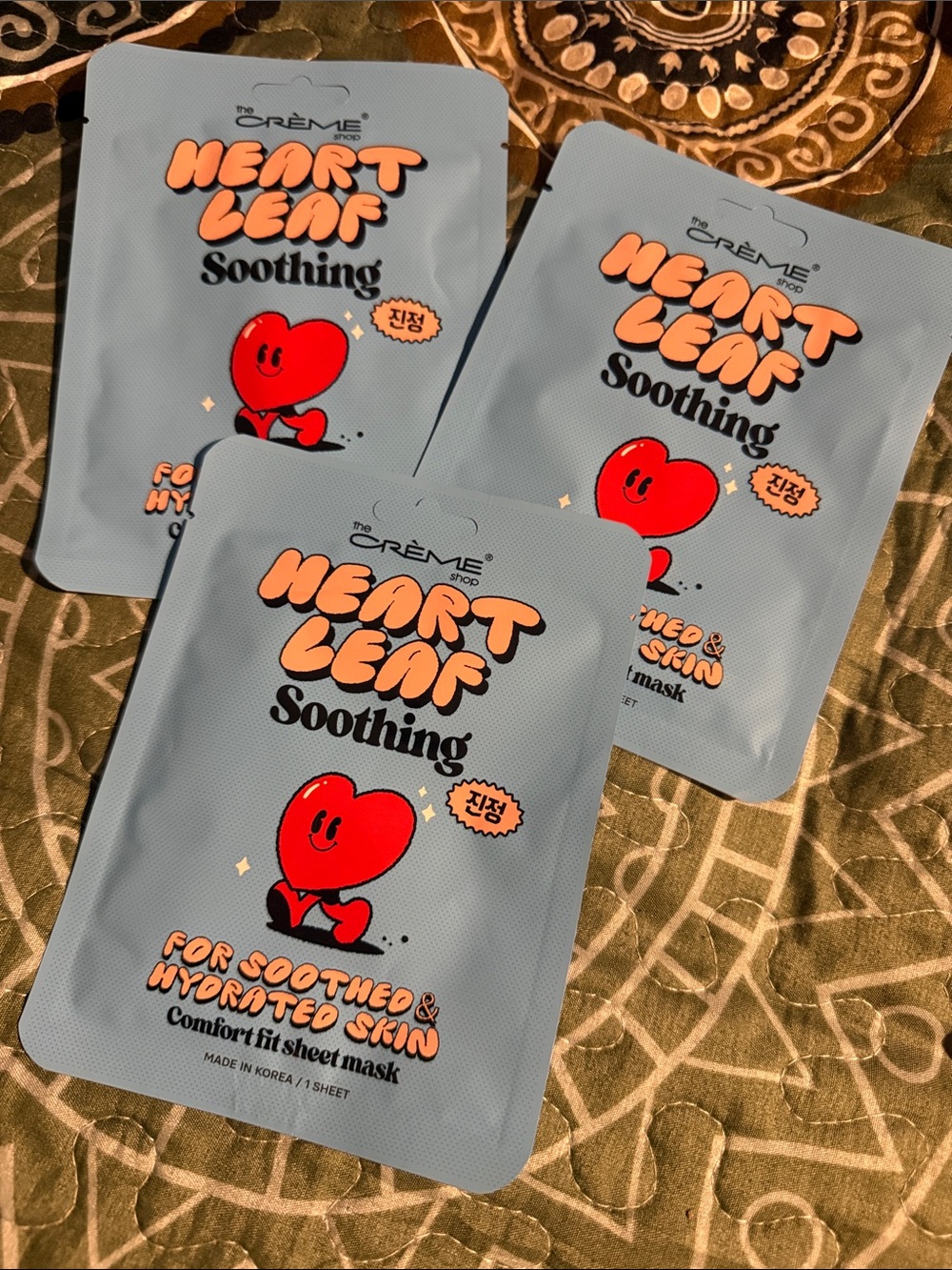 5/$25 The Creme Shop Heart Leaf Soothing Sheet Mask - set of 3